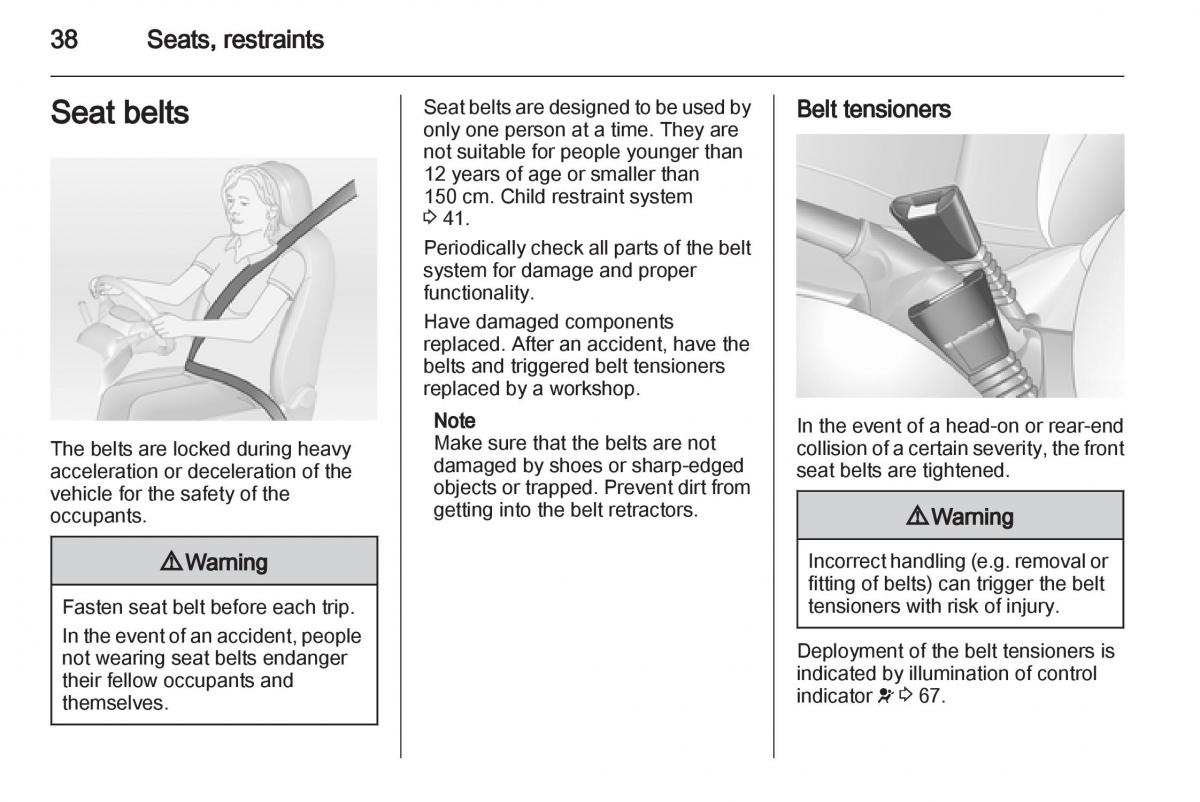 Opel Combo D owners manual / page 38