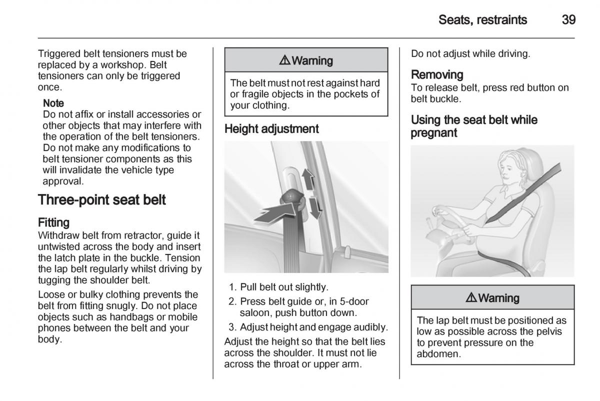 Opel Combo D owners manual / page 39