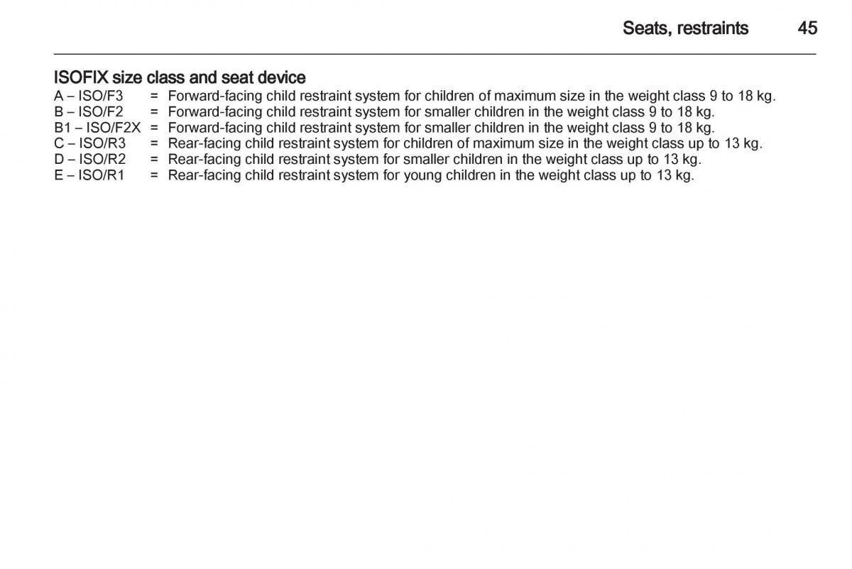 Opel Combo D owners manual / page 45