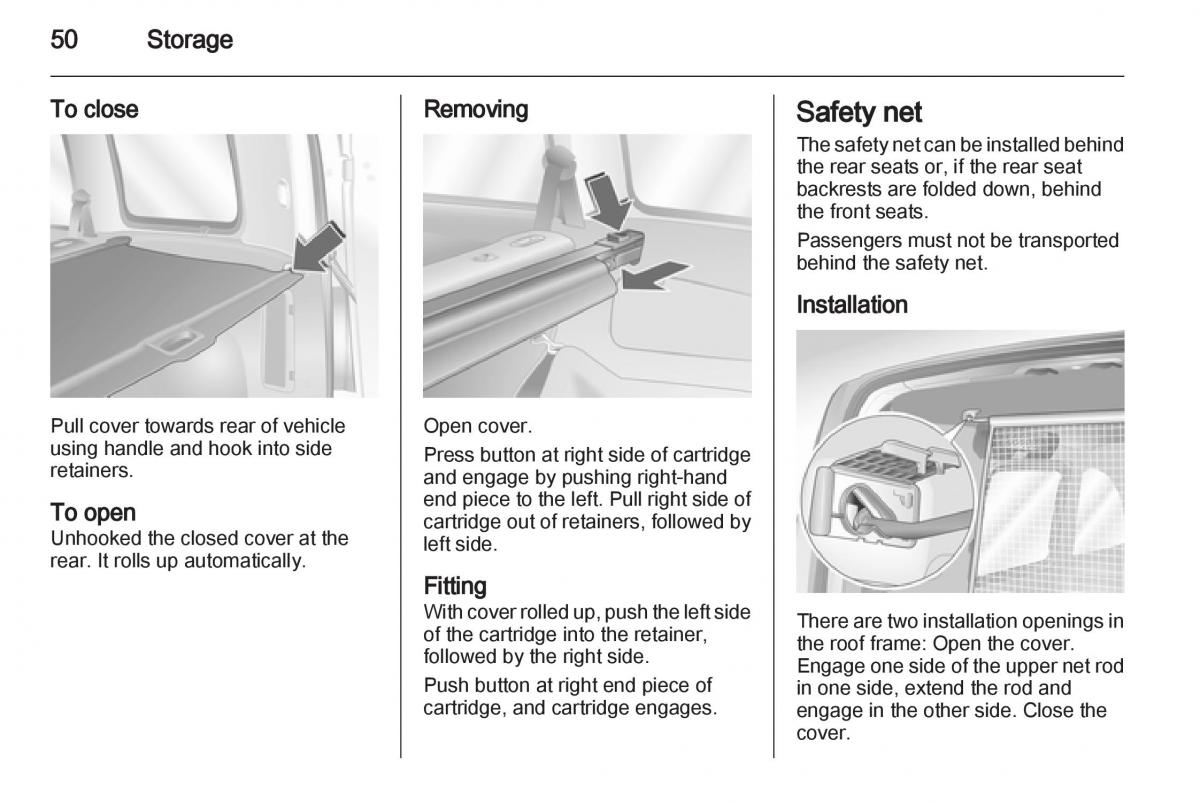 Opel Combo D owners manual / page 50