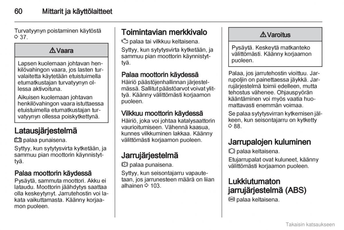 Opel Combo D omistajan kasikirja / page 61