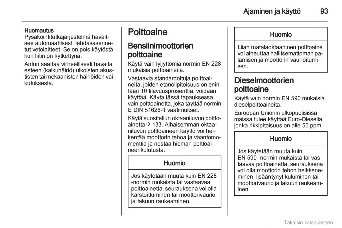 Opel Combo D omistajan kasikirja / page 94