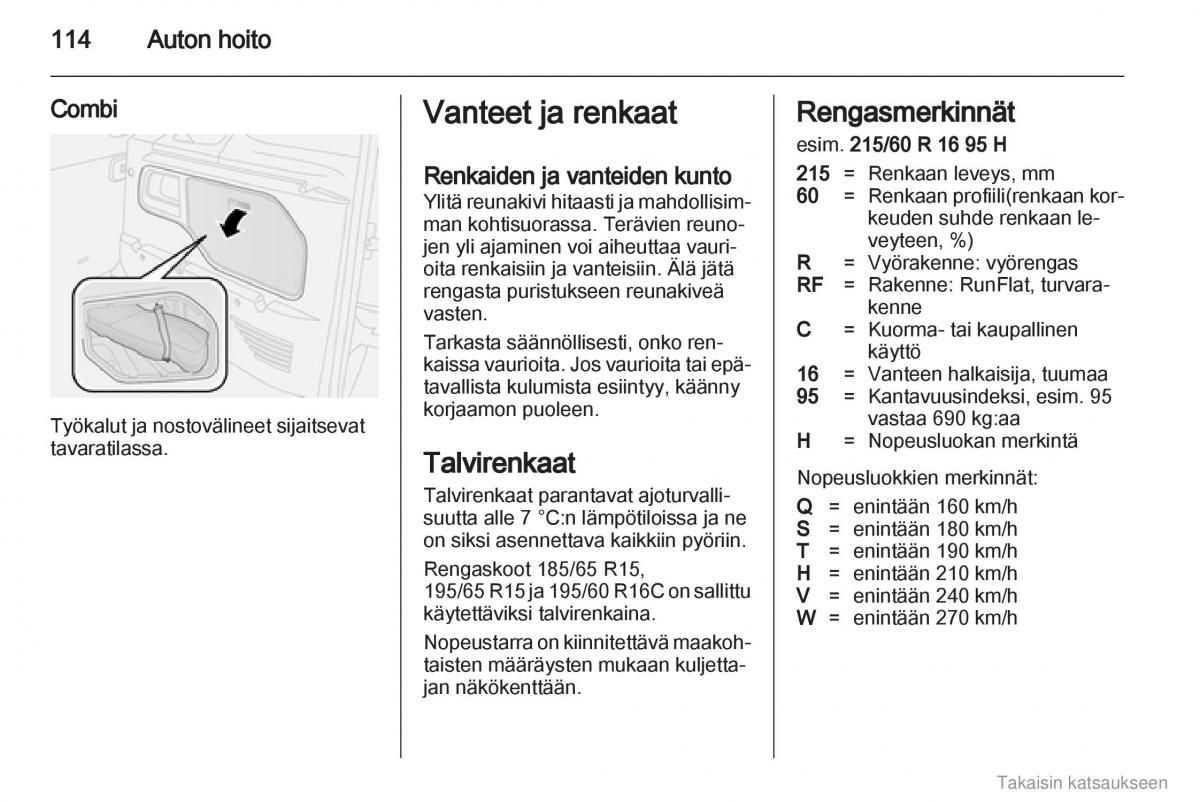 Opel Combo D omistajan kasikirja / page 115