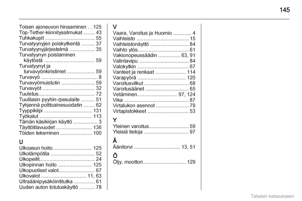 Opel Combo D omistajan kasikirja / page 146