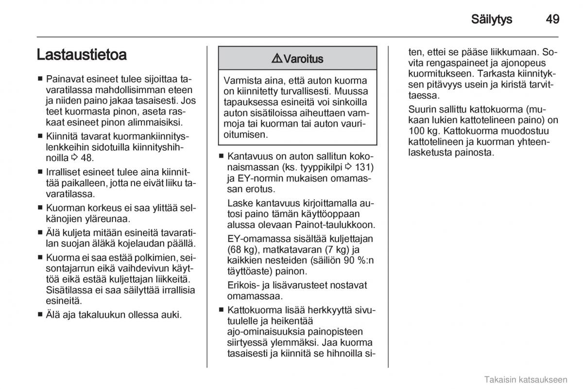 Opel Combo D omistajan kasikirja / page 50