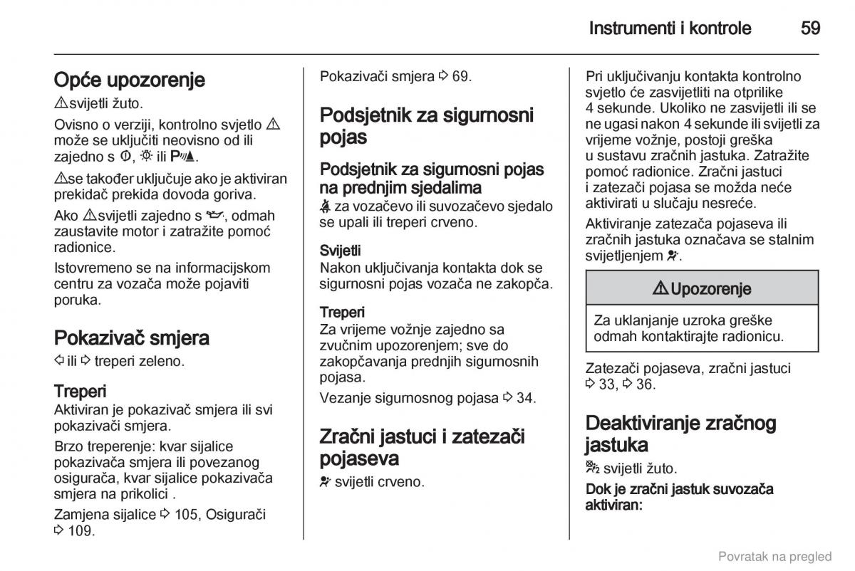 Opel Combo D vlasnicko uputstvo / page 60