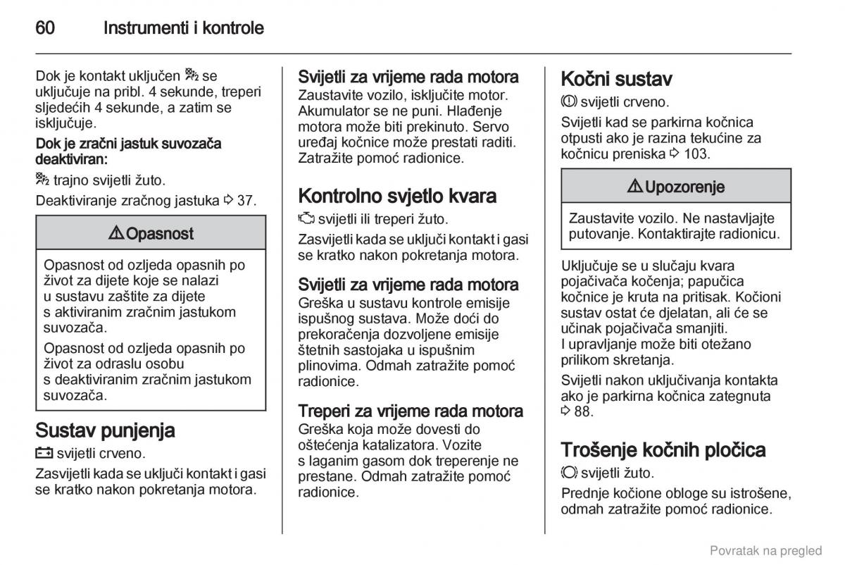 Opel Combo D vlasnicko uputstvo / page 61