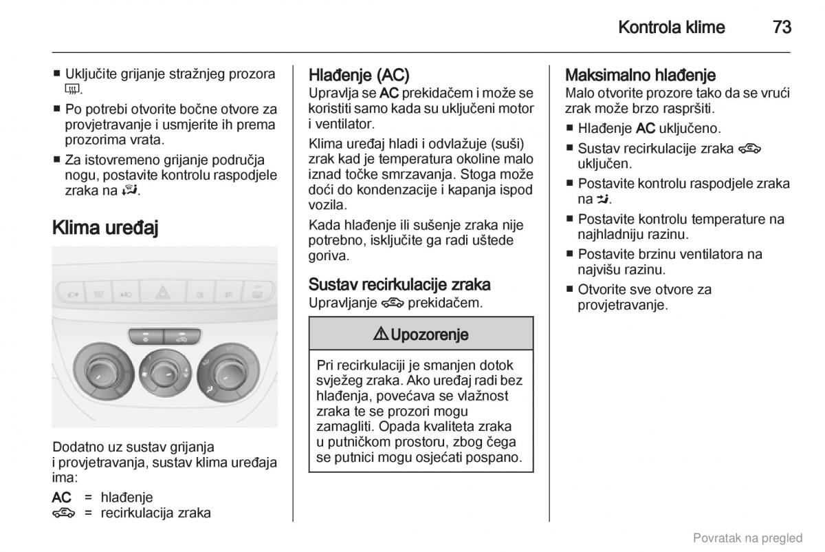 Opel Combo D vlasnicko uputstvo / page 74