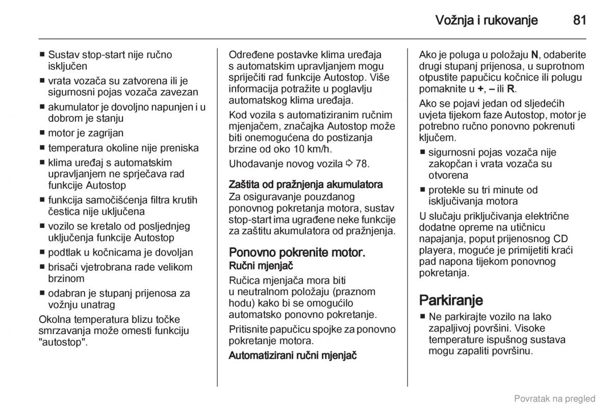 Opel Combo D vlasnicko uputstvo / page 82