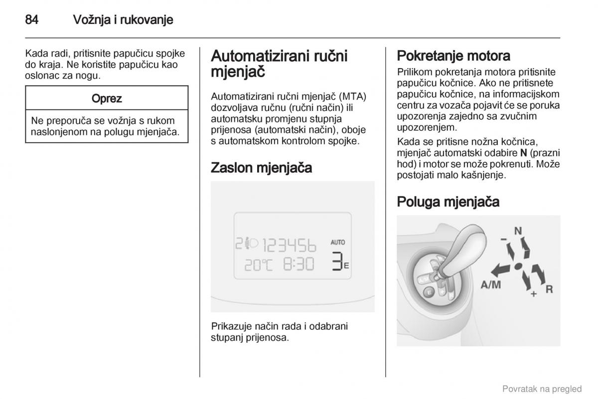 Opel Combo D vlasnicko uputstvo / page 85