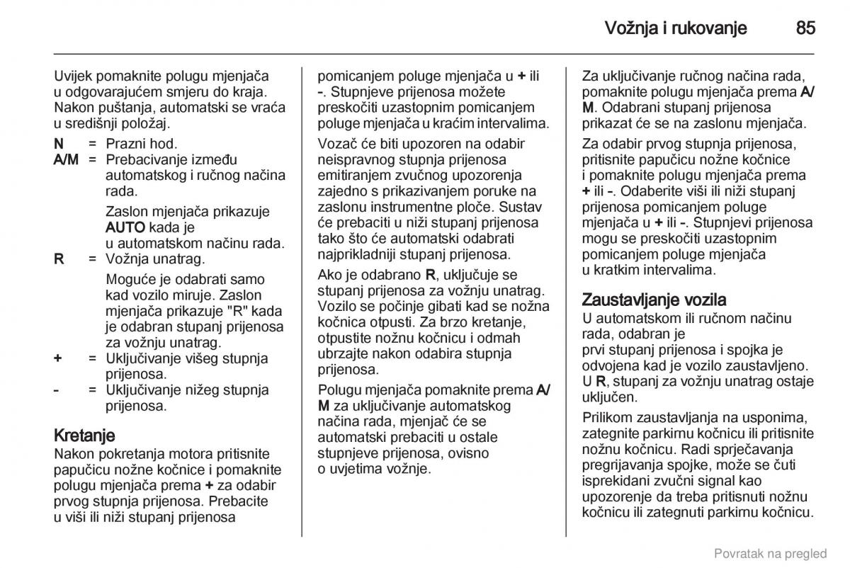 Opel Combo D vlasnicko uputstvo / page 86