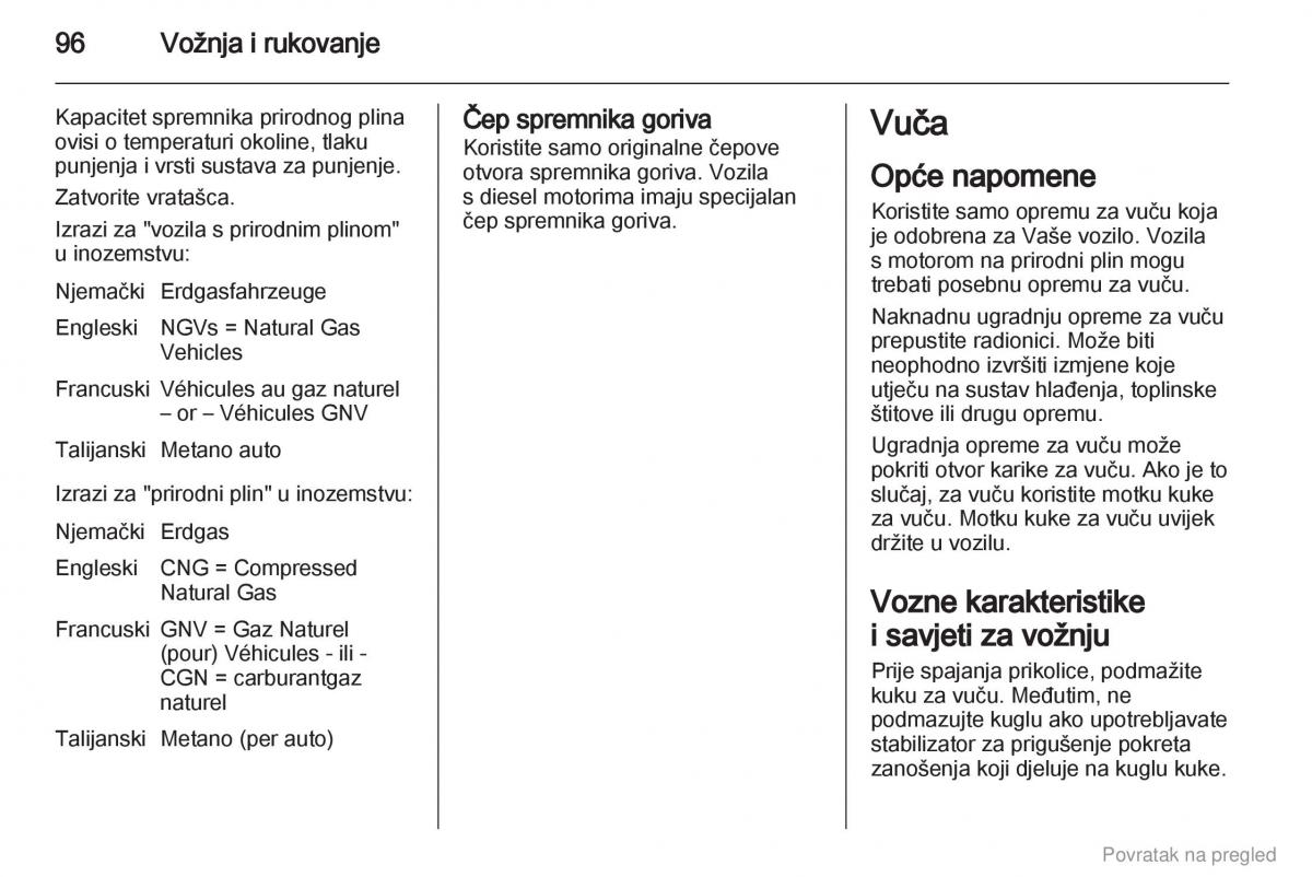 Opel Combo D vlasnicko uputstvo / page 97