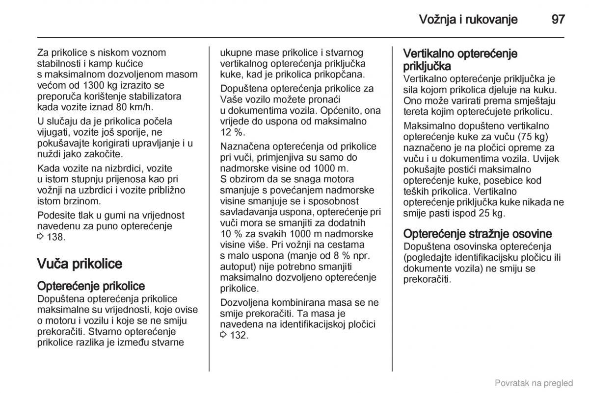 Opel Combo D vlasnicko uputstvo / page 98