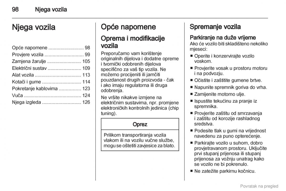 Opel Combo D vlasnicko uputstvo / page 99