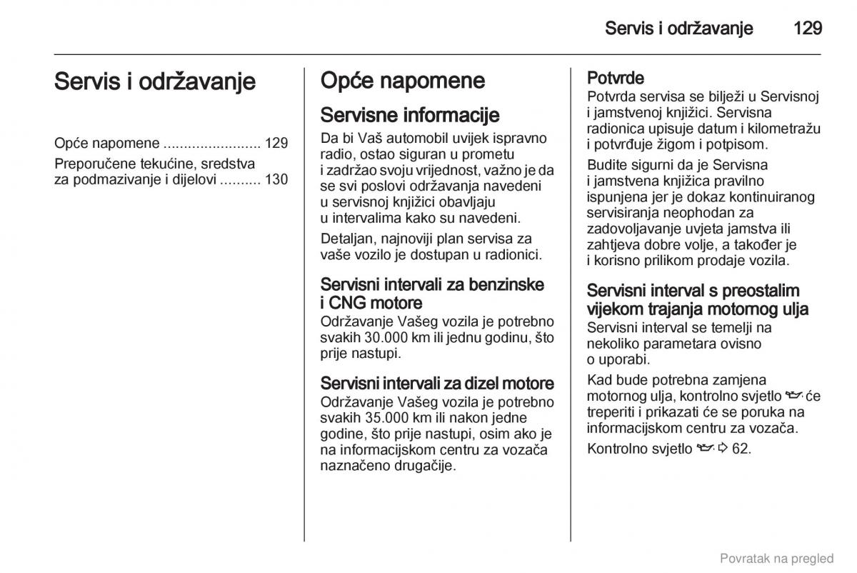 Opel Combo D vlasnicko uputstvo / page 130