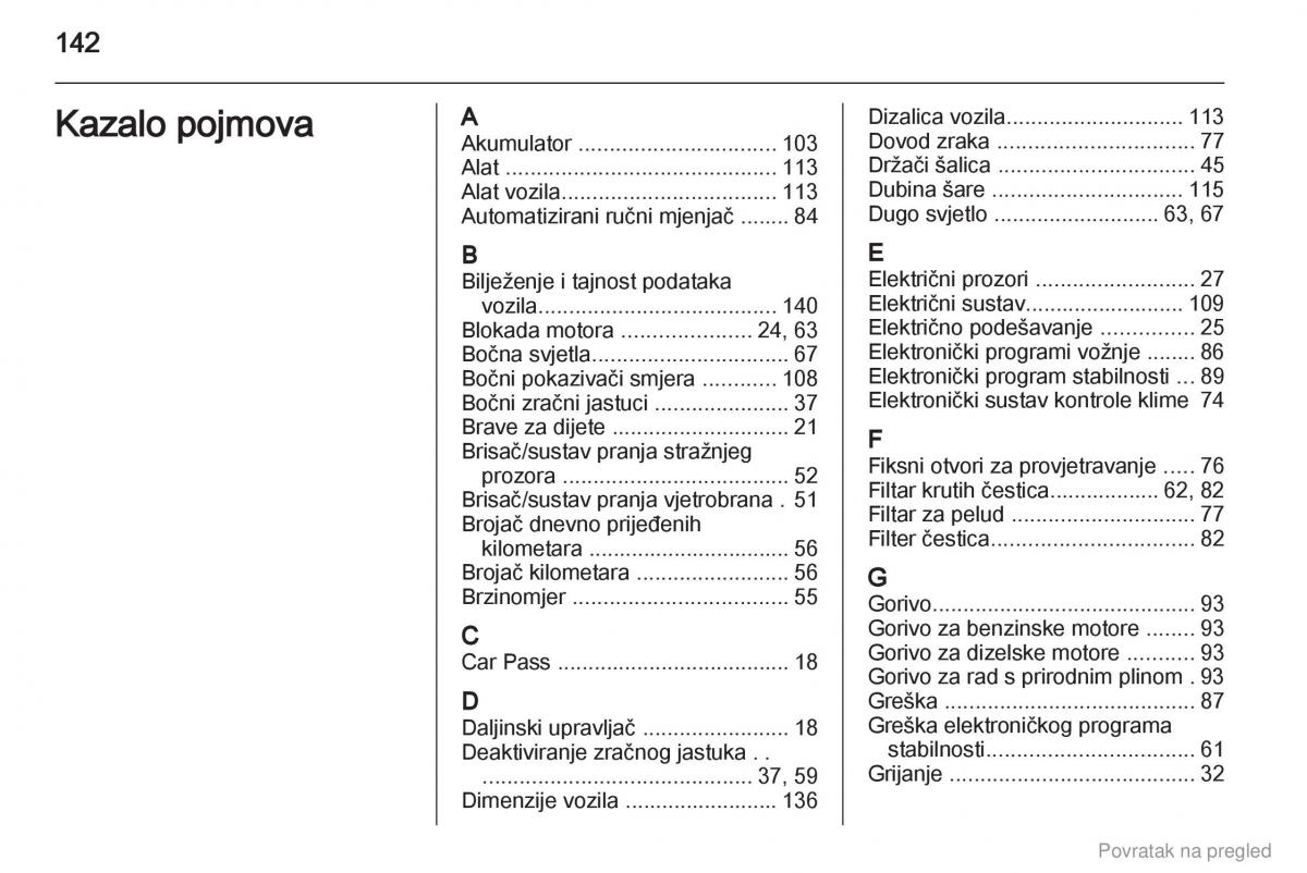 Opel Combo D vlasnicko uputstvo / page 143