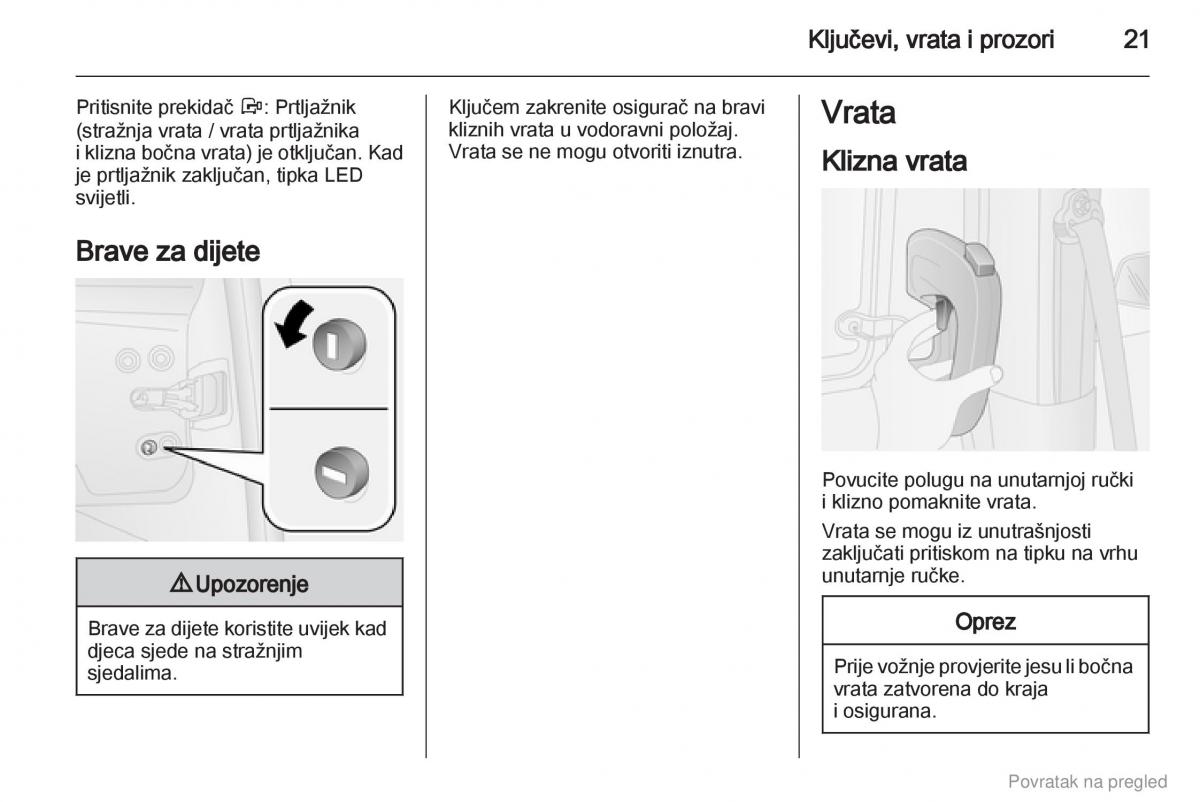 Opel Combo D vlasnicko uputstvo / page 22