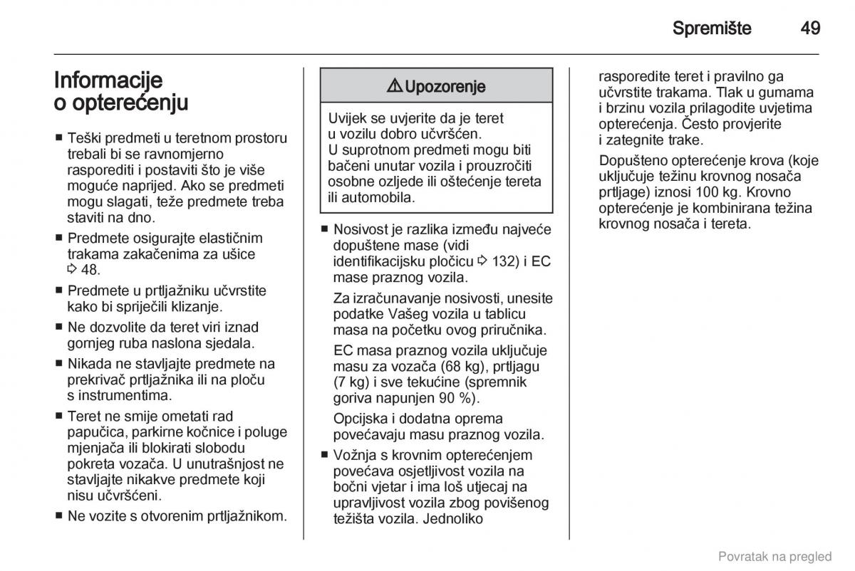 Opel Combo D vlasnicko uputstvo / page 50