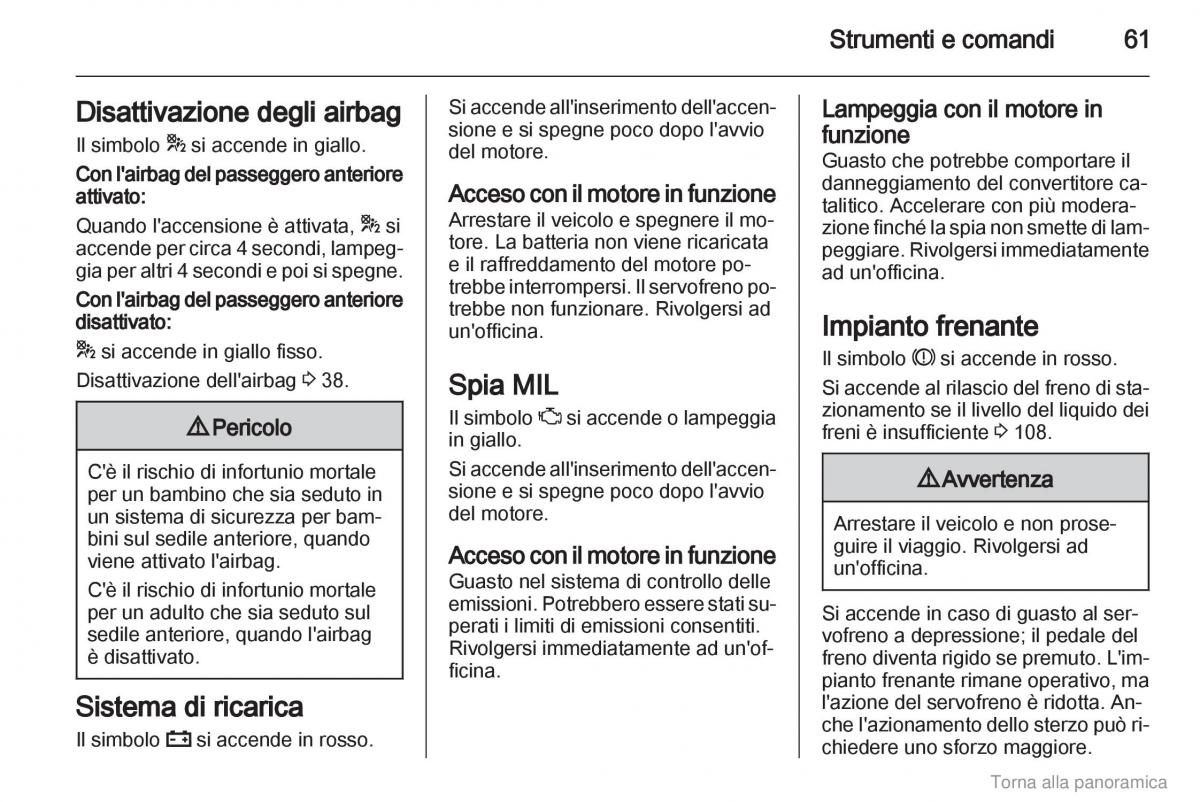 Opel Combo D manuale del proprietario / page 62