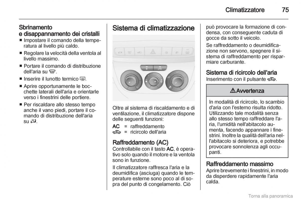 Opel Combo D manuale del proprietario / page 76