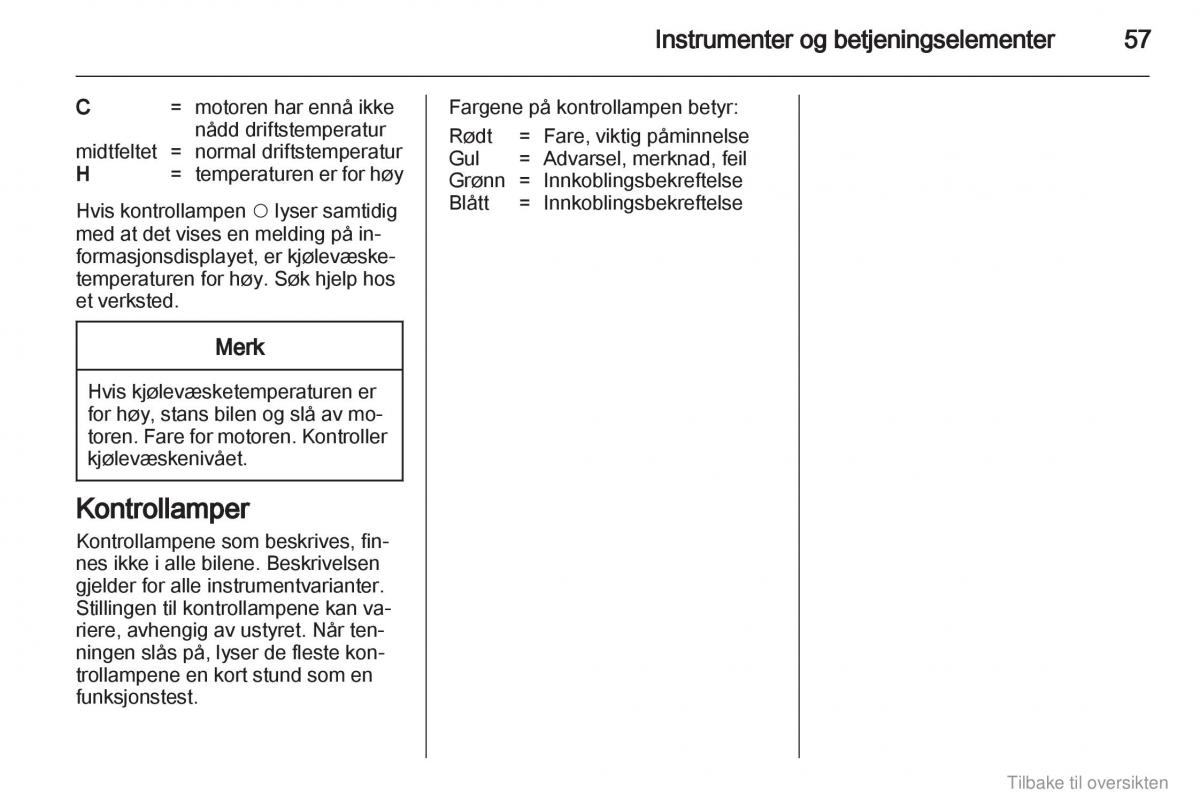 Opel Combo D bruksanvisningen / page 58