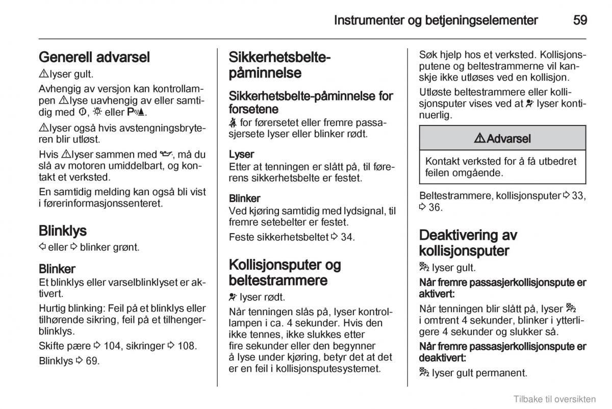 Opel Combo D bruksanvisningen / page 60