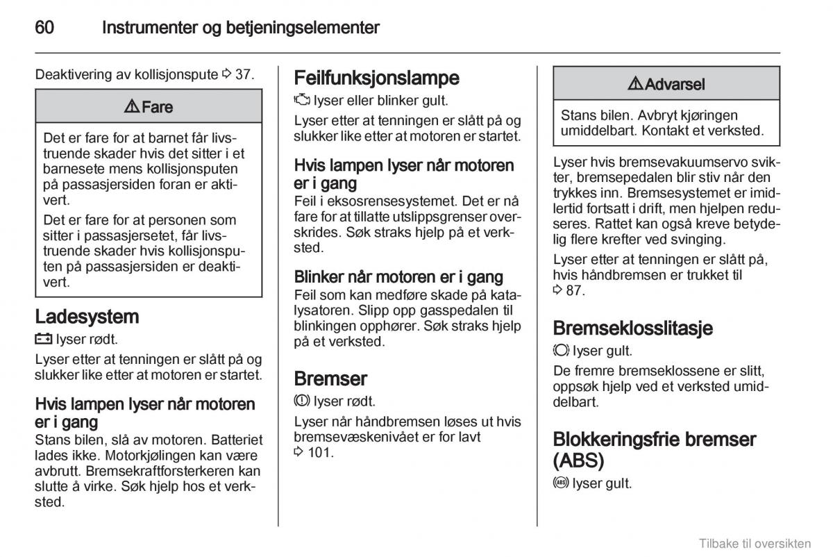 Opel Combo D bruksanvisningen / page 61