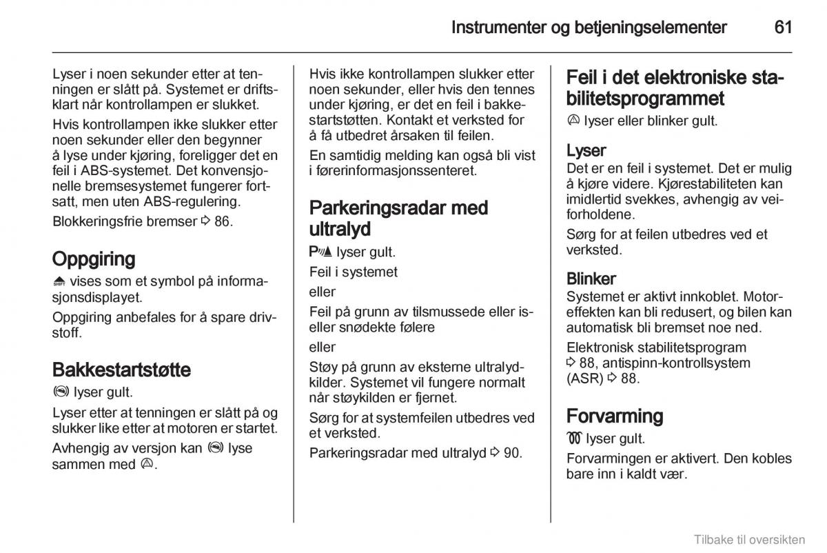 Opel Combo D bruksanvisningen / page 62