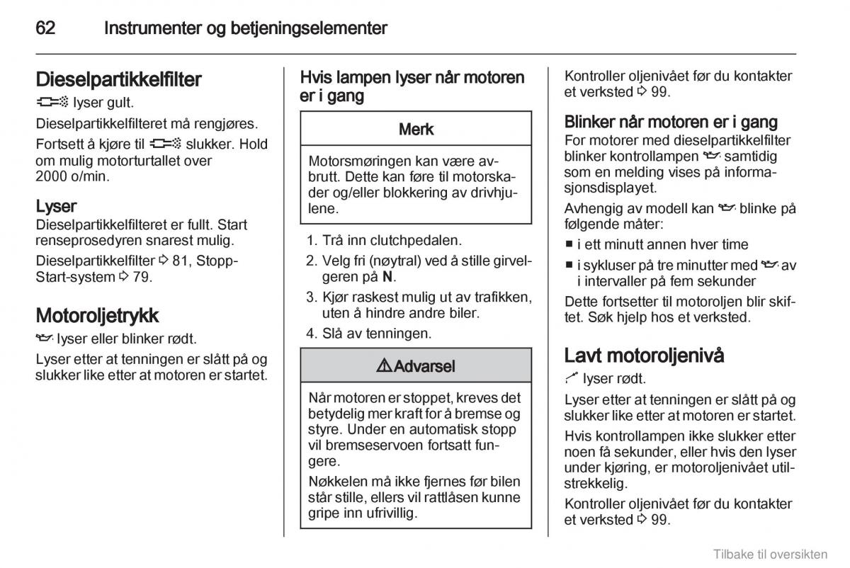 Opel Combo D bruksanvisningen / page 63