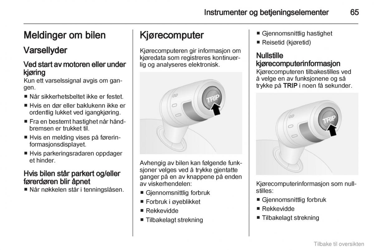 Opel Combo D bruksanvisningen / page 66