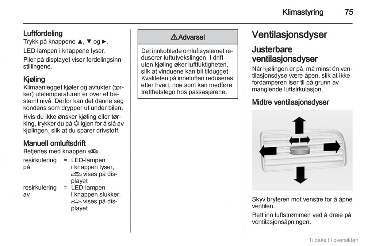 Opel Combo D bruksanvisningen / page 76