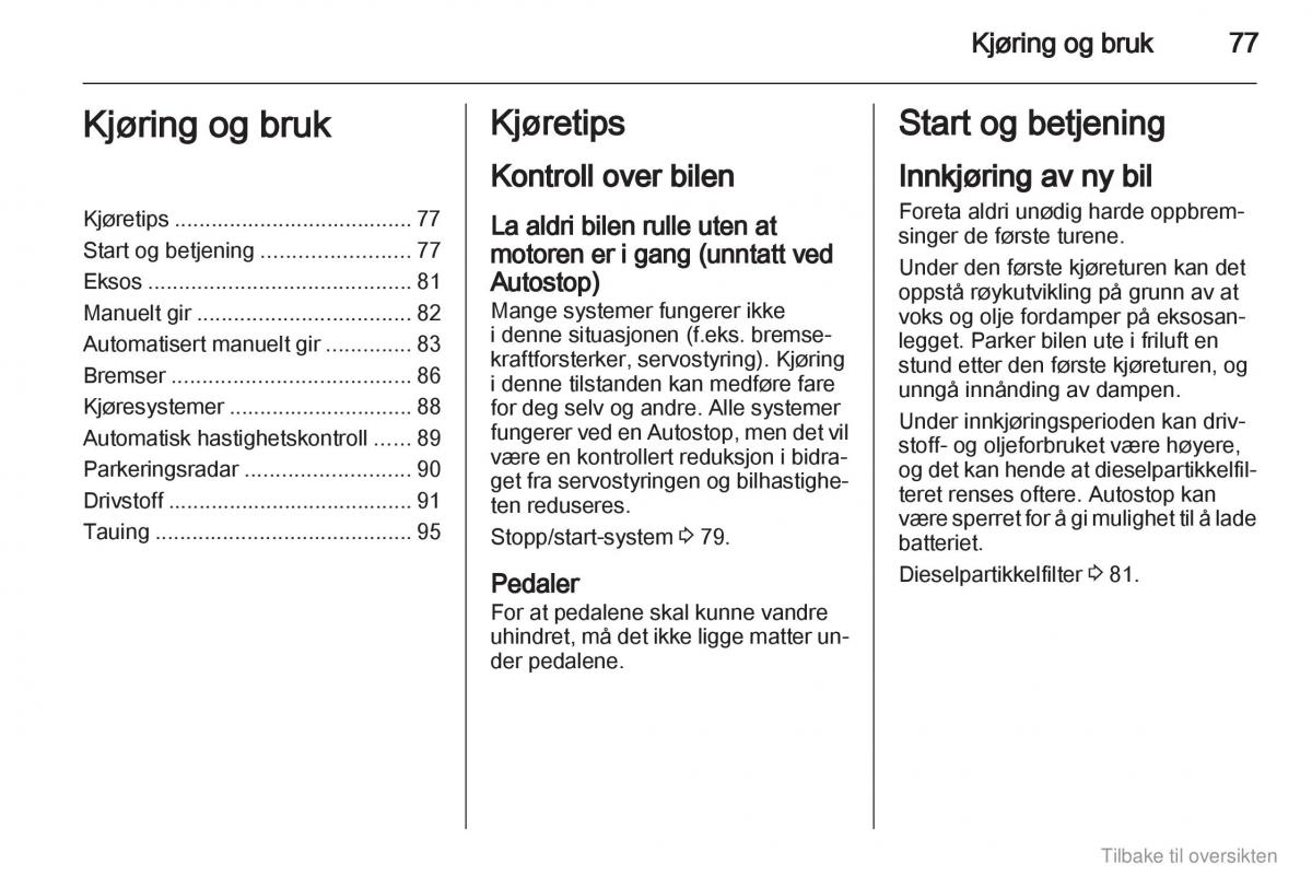 Opel Combo D bruksanvisningen / page 78