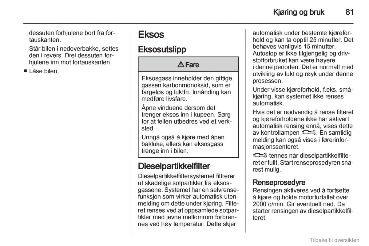 Opel Combo D bruksanvisningen / page 82