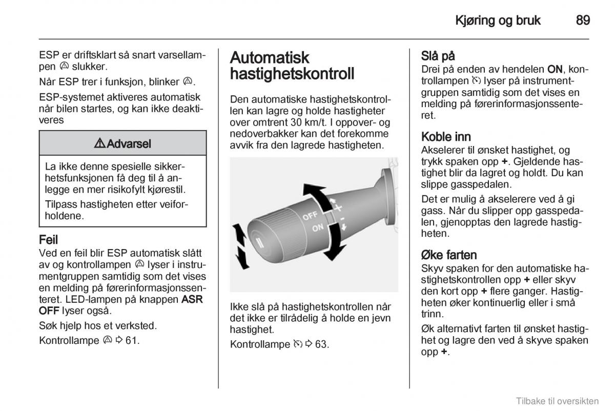 Opel Combo D bruksanvisningen / page 90