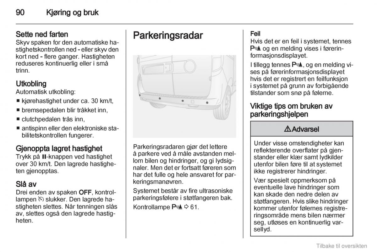 Opel Combo D bruksanvisningen / page 91