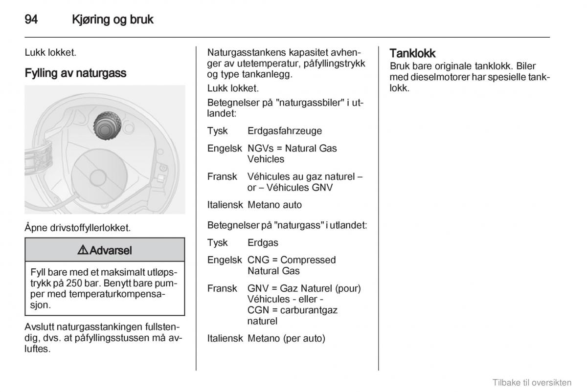 Opel Combo D bruksanvisningen / page 95