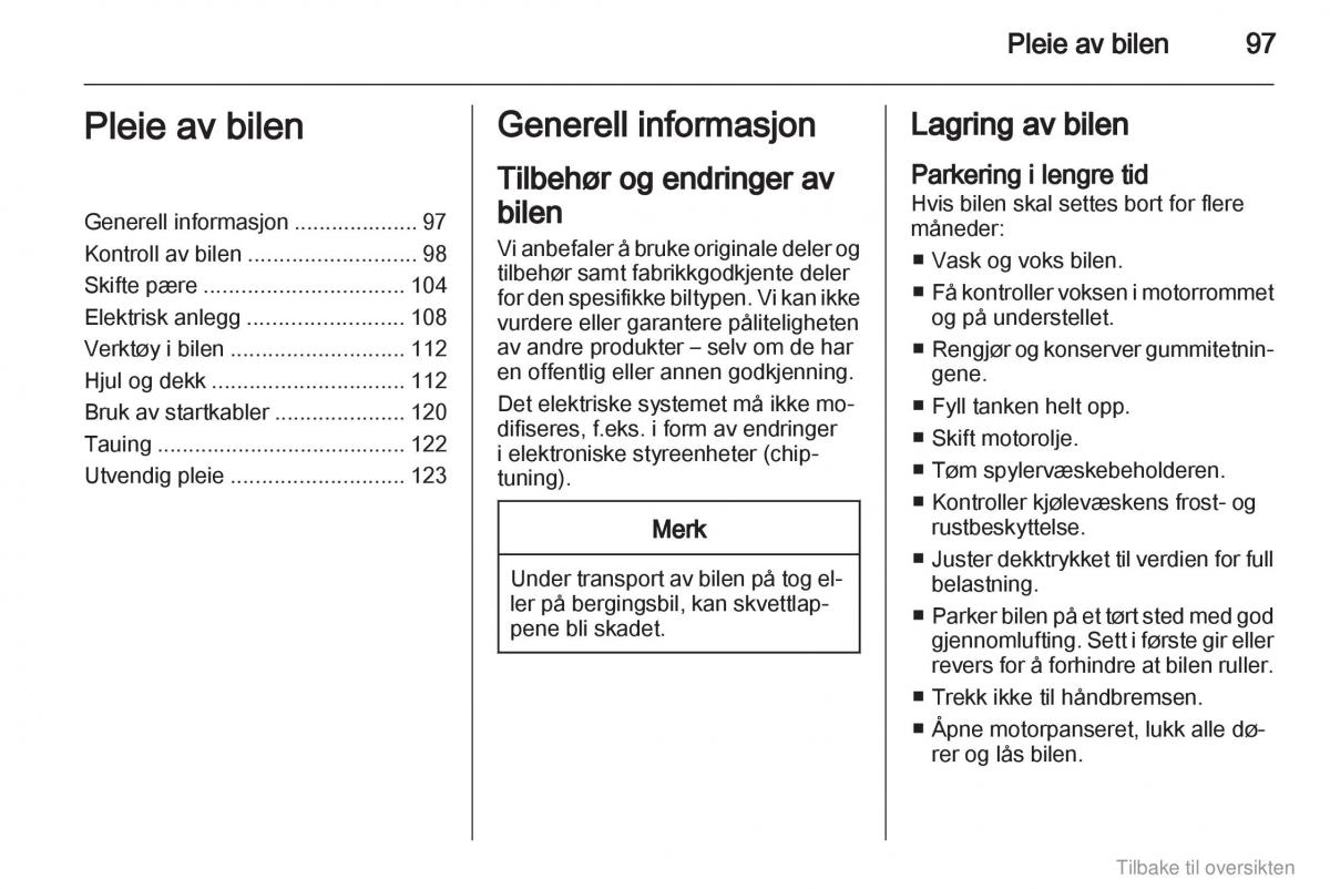 Opel Combo D bruksanvisningen / page 98