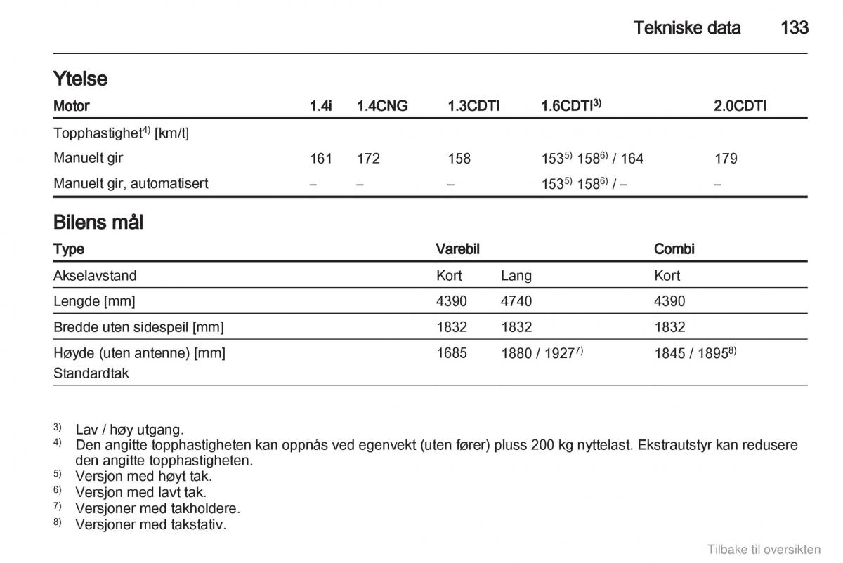 Opel Combo D bruksanvisningen / page 134