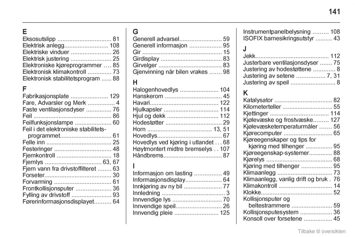 Opel Combo D bruksanvisningen / page 142