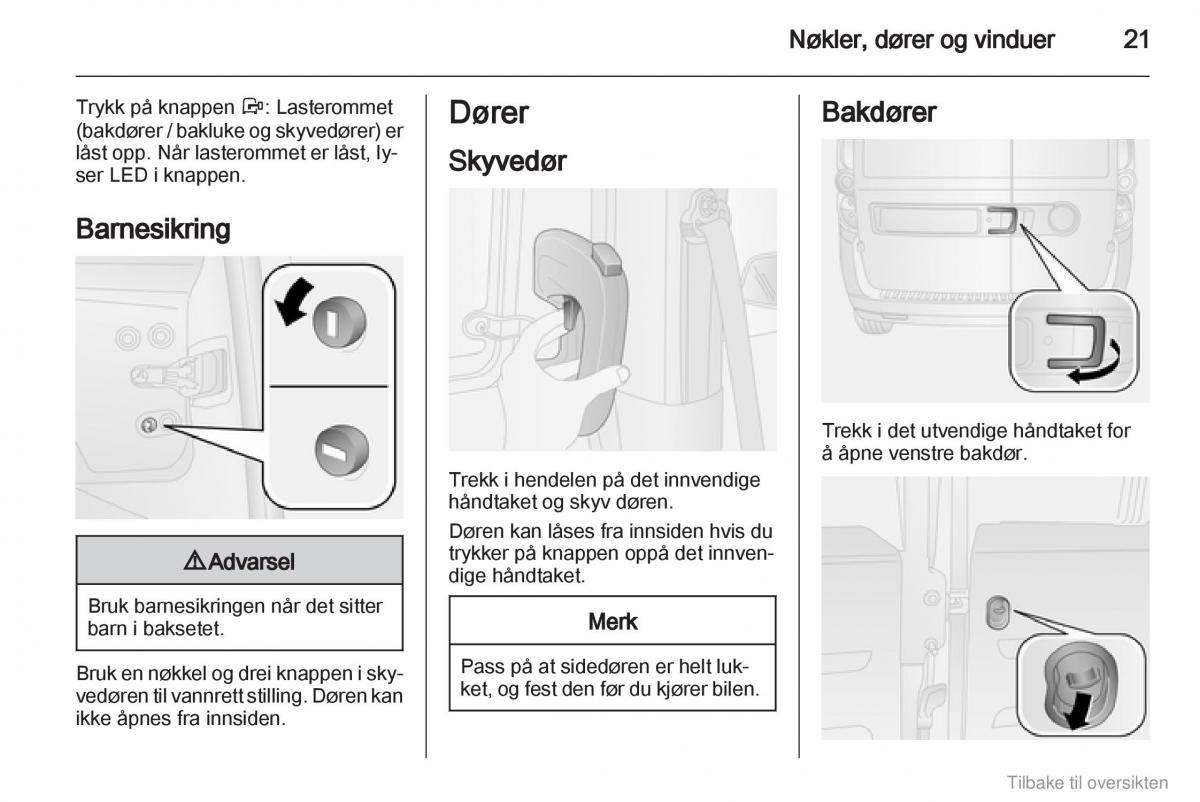 Opel Combo D bruksanvisningen / page 22