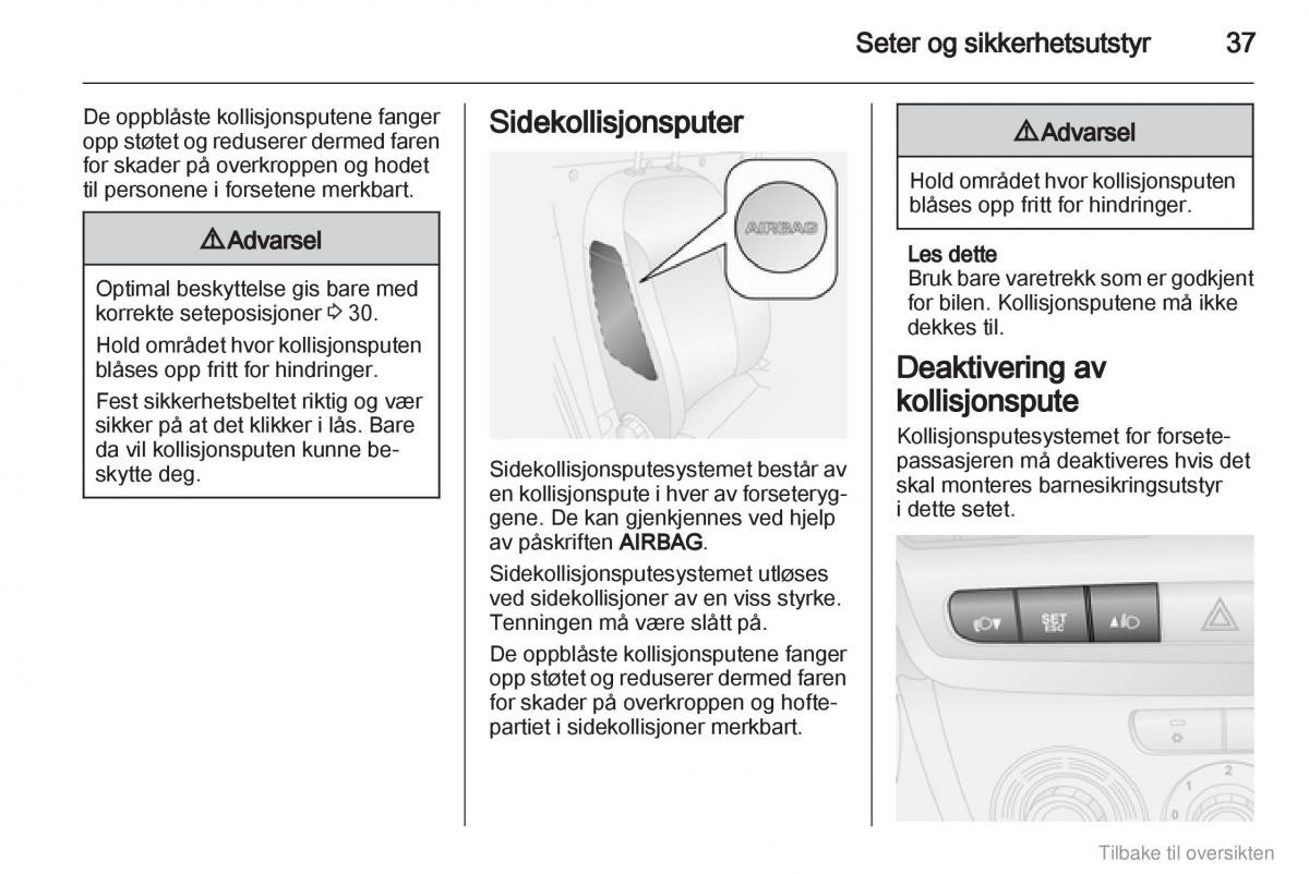 Opel Combo D bruksanvisningen / page 38