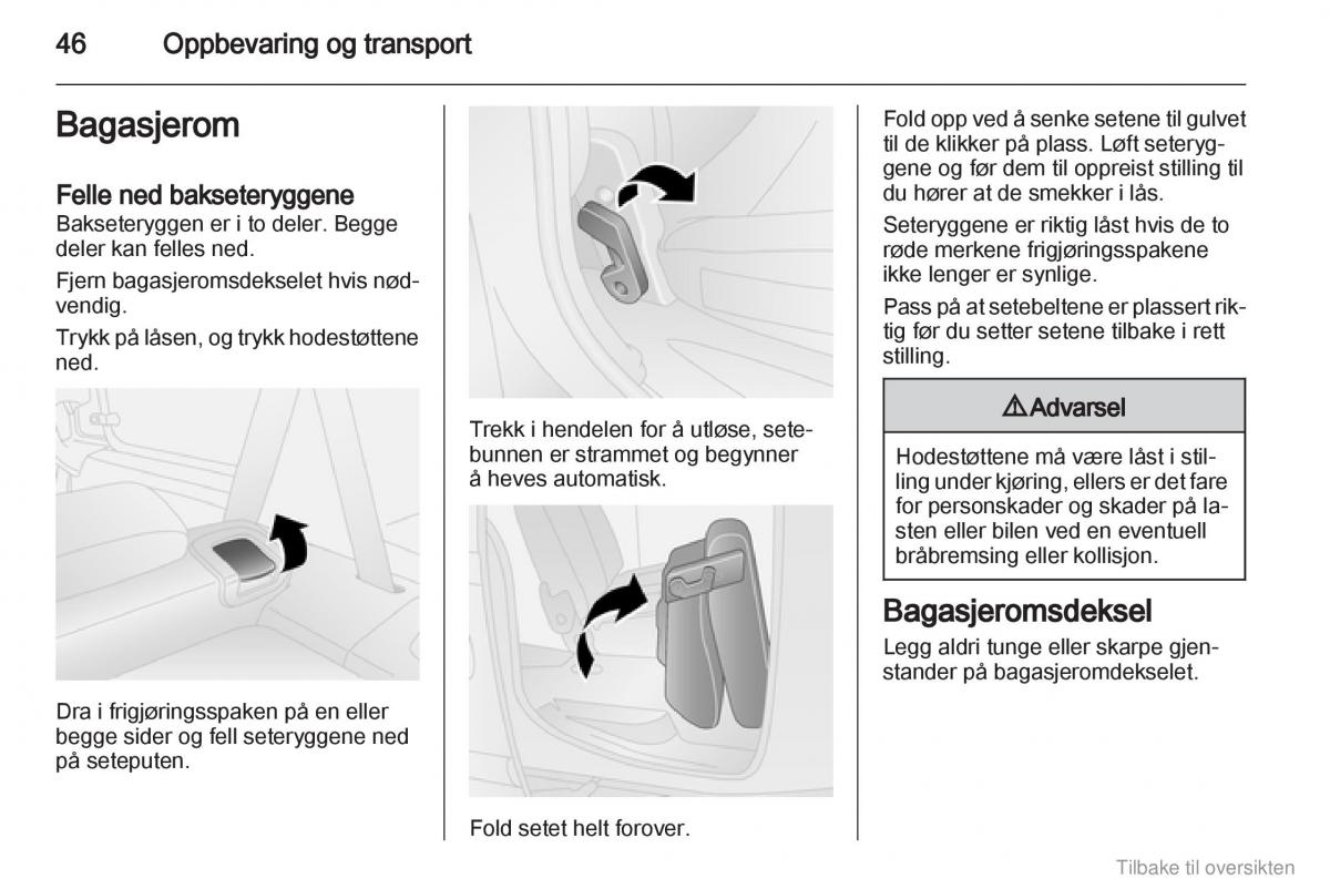 Opel Combo D bruksanvisningen / page 47