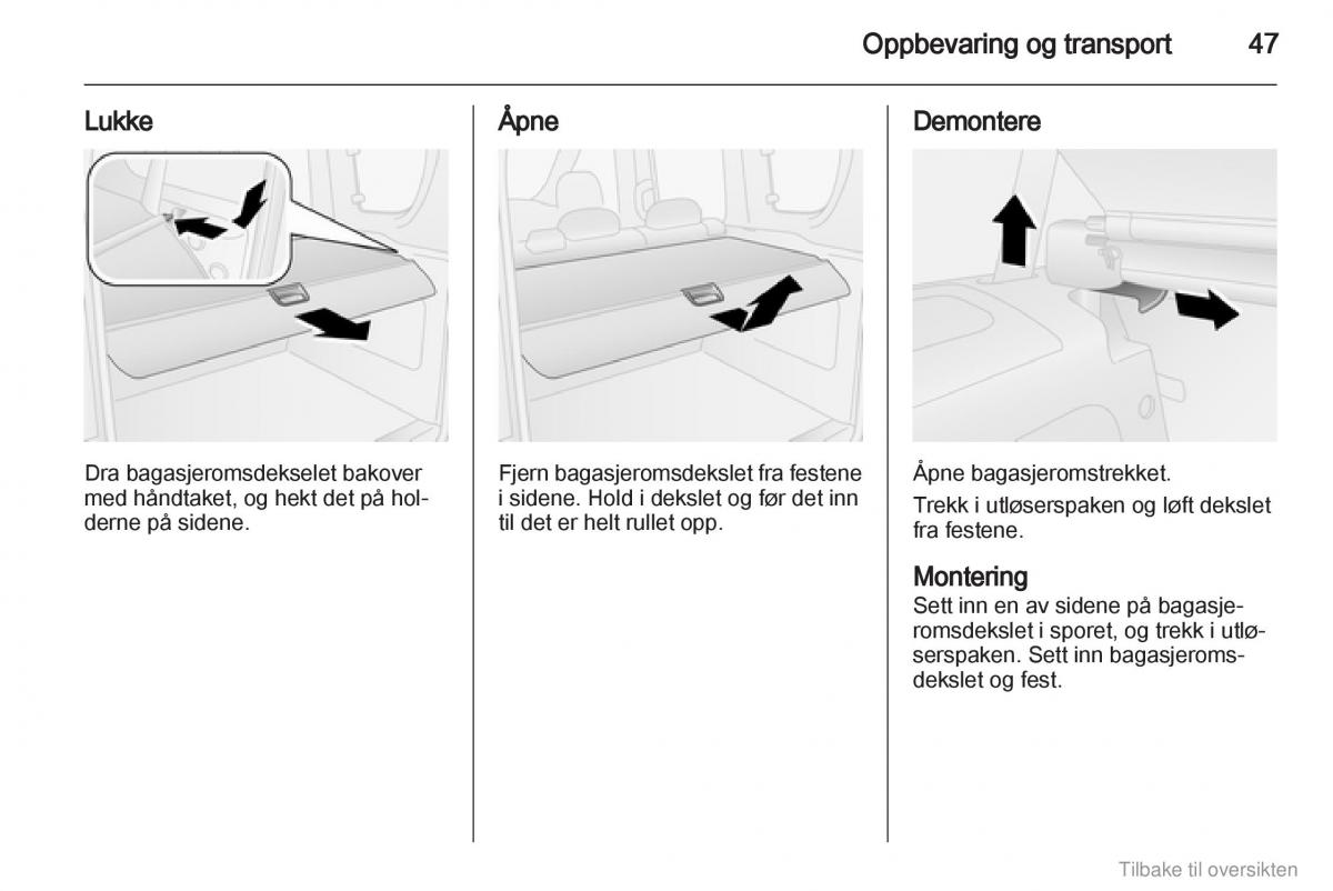 Opel Combo D bruksanvisningen / page 48