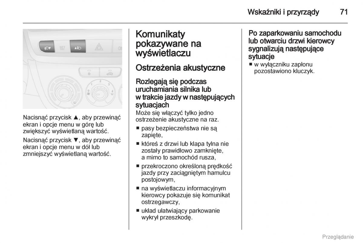 Opel Combo D instrukcja obslugi / page 72