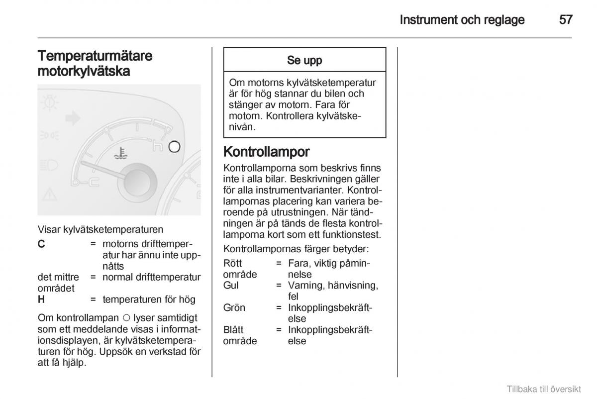 Opel Combo D instruktionsbok / page 58