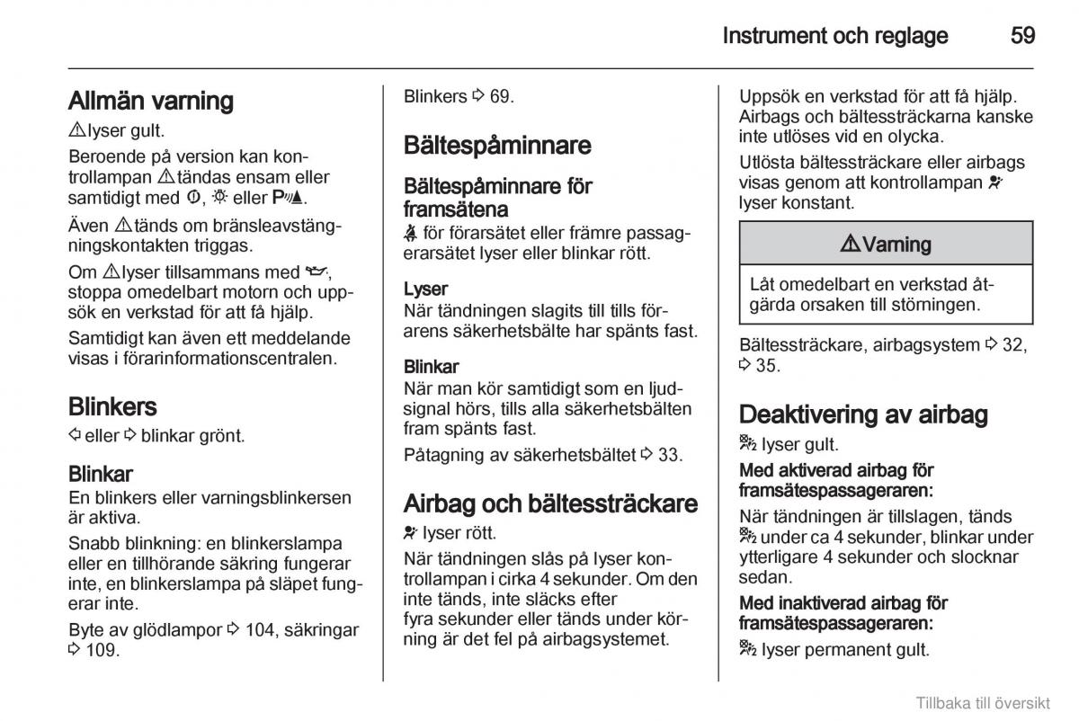 Opel Combo D instruktionsbok / page 60