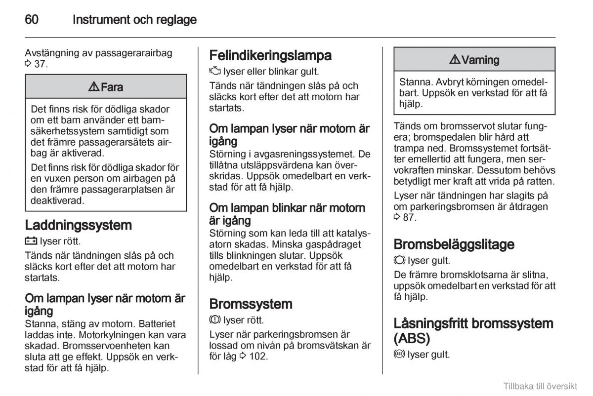 Opel Combo D instruktionsbok / page 61