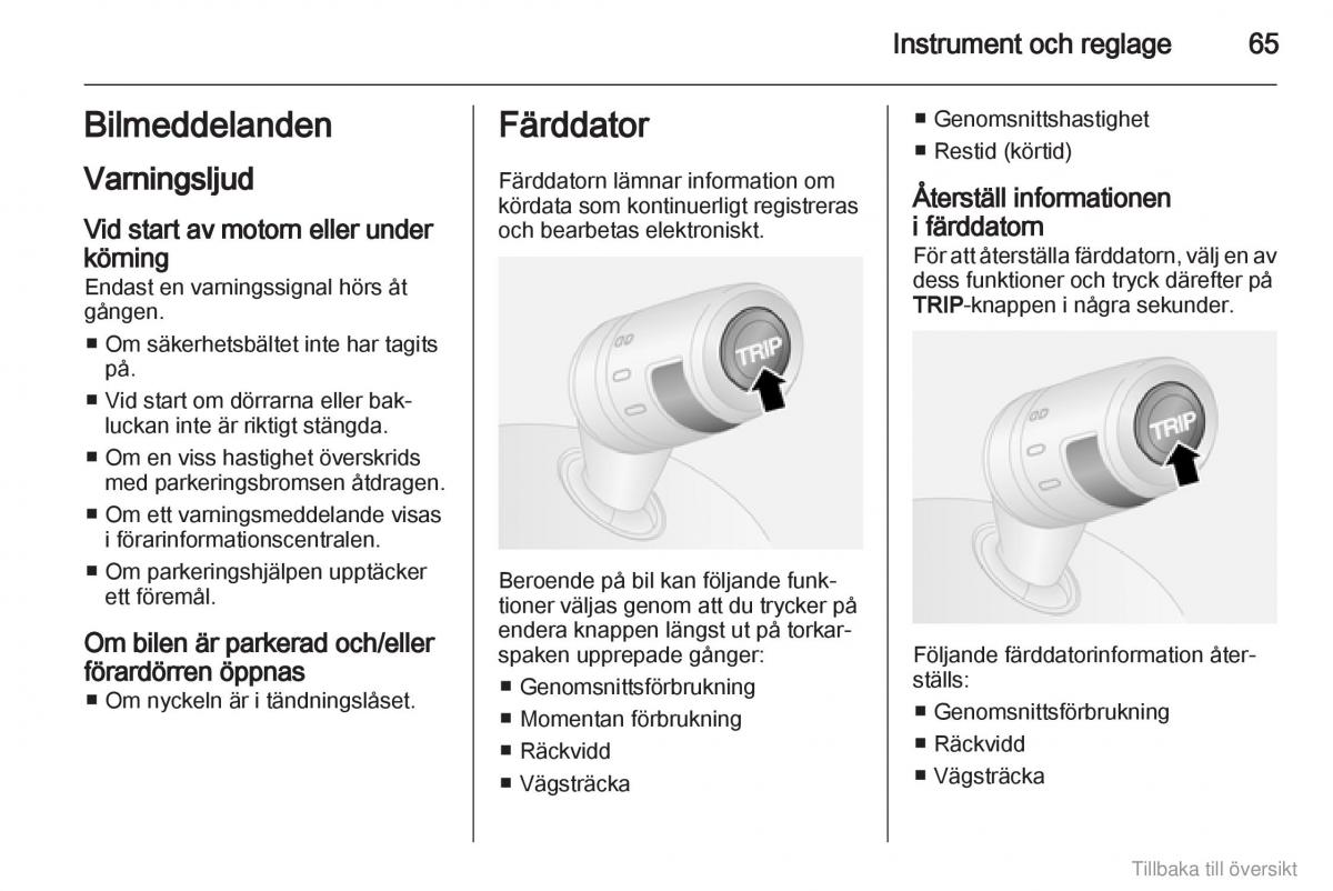 Opel Combo D instruktionsbok / page 66