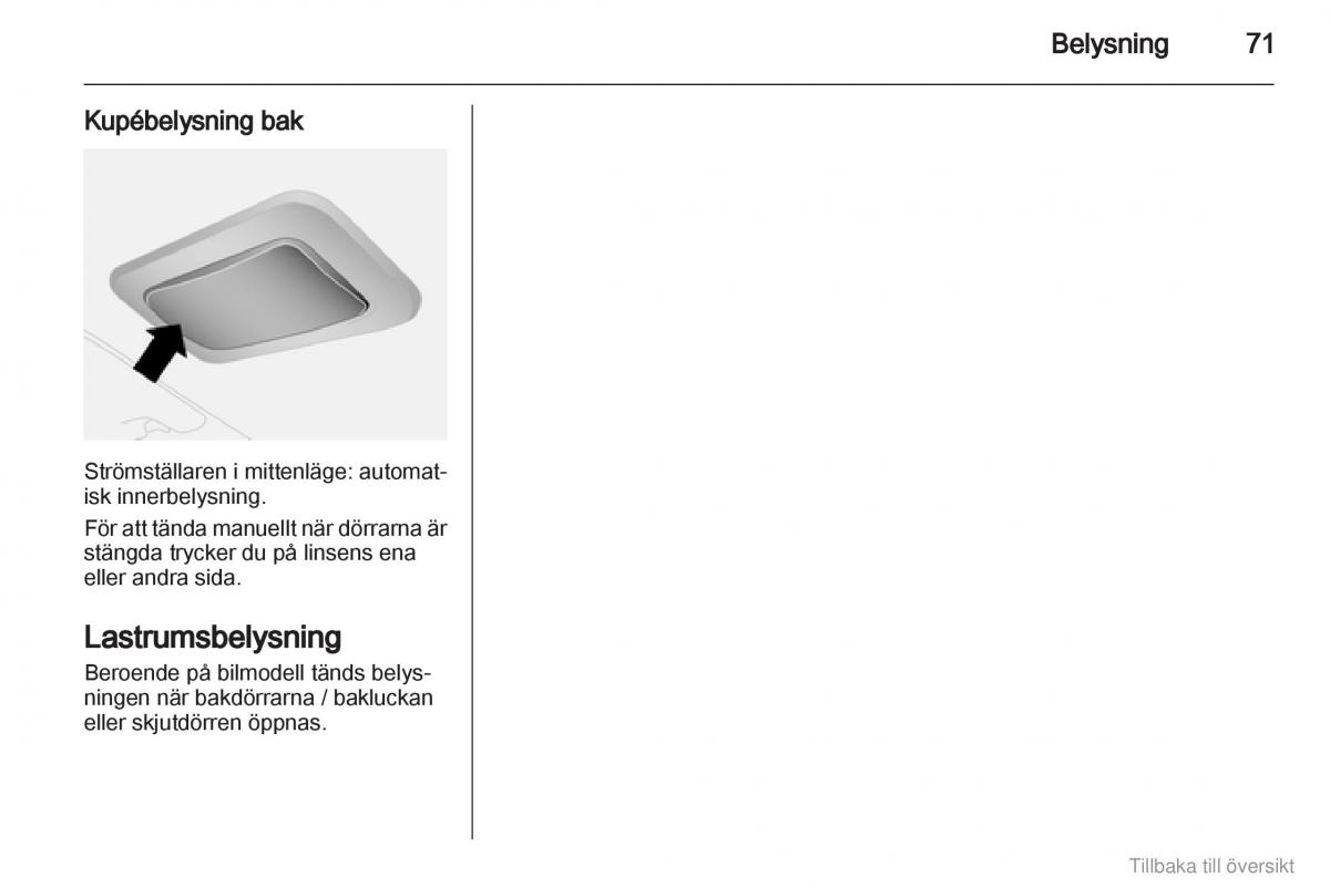 Opel Combo D instruktionsbok / page 72