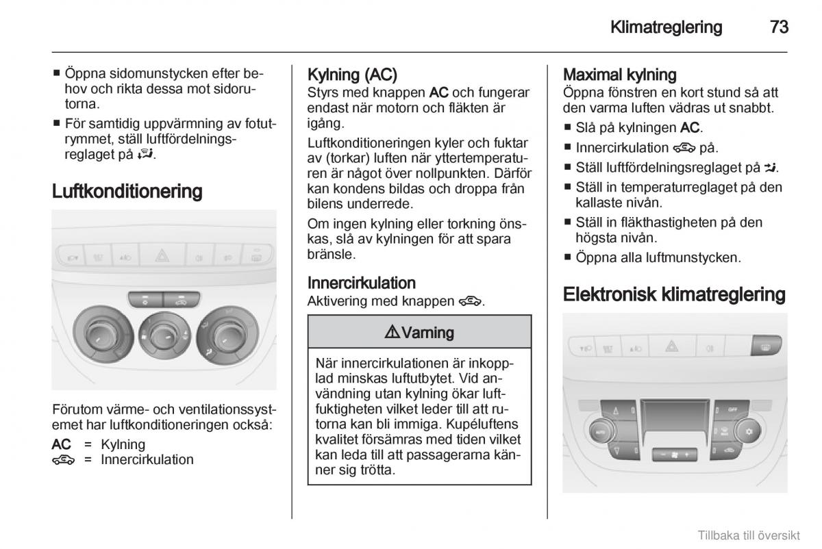 Opel Combo D instruktionsbok / page 74